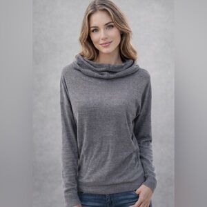 LOFT Gray Grey Cowl Neck Sweater Ribbed Sleeves Layering XS Sweater